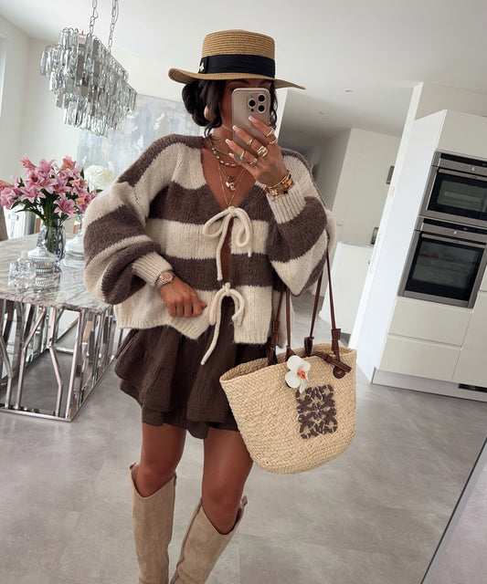 Cardigan mit Schleifen und Streifen